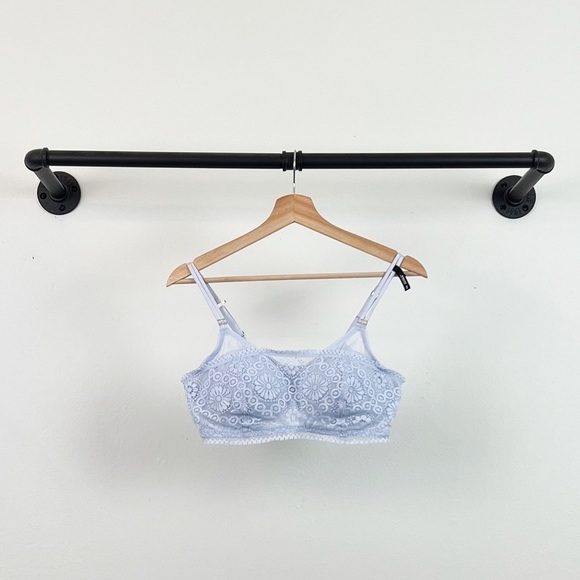 NEW Aerie Real Power Wireless Push Up Joy Lace Bra Light Blue - Picture 6 of 9